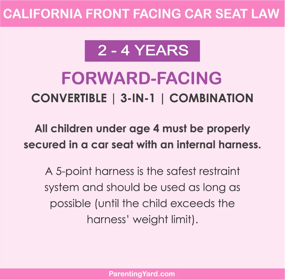 California front forward facing car seat law