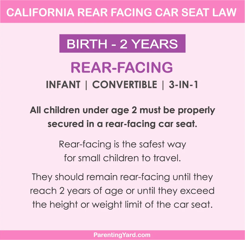 California rear facing car seat law