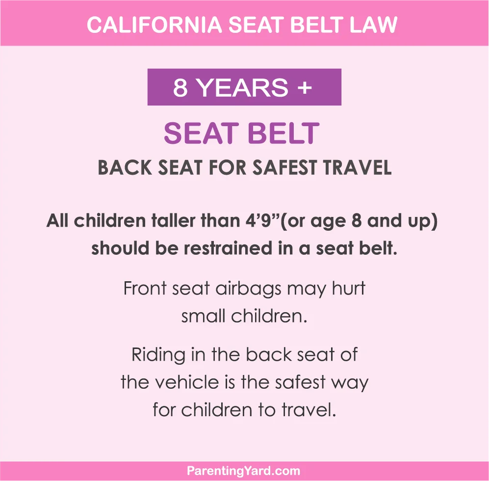 California seat belt law for children